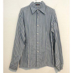 ANN BOOTH Custom Made Men’s Blue Striped Long Sleeved Button Up Shirt Small